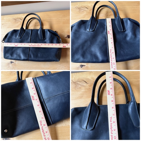 TODS D-STYLING 2WAY HANDBAG BLUE LEATHER TOTE CROSSBODY STRAP DBL ROLLED HANDLES - Picture 11 of 11